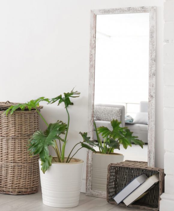 Large Mirror in Gray Wooden Frame