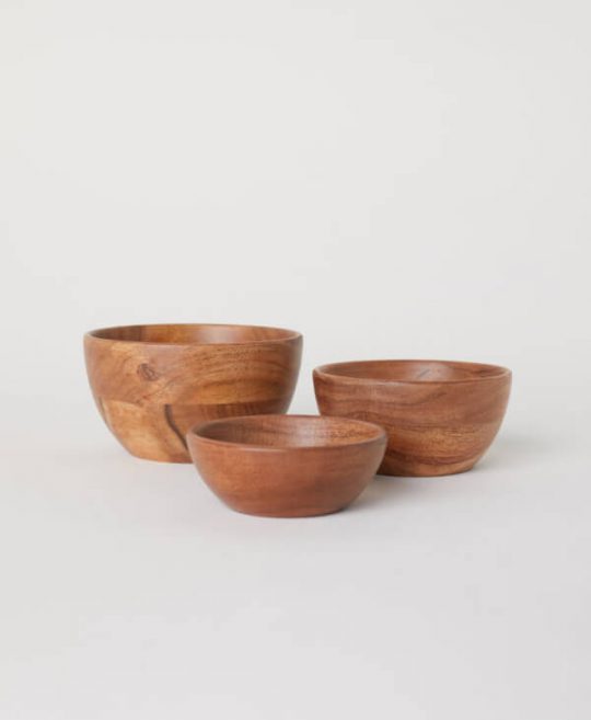 Three Wooden Bowls Set